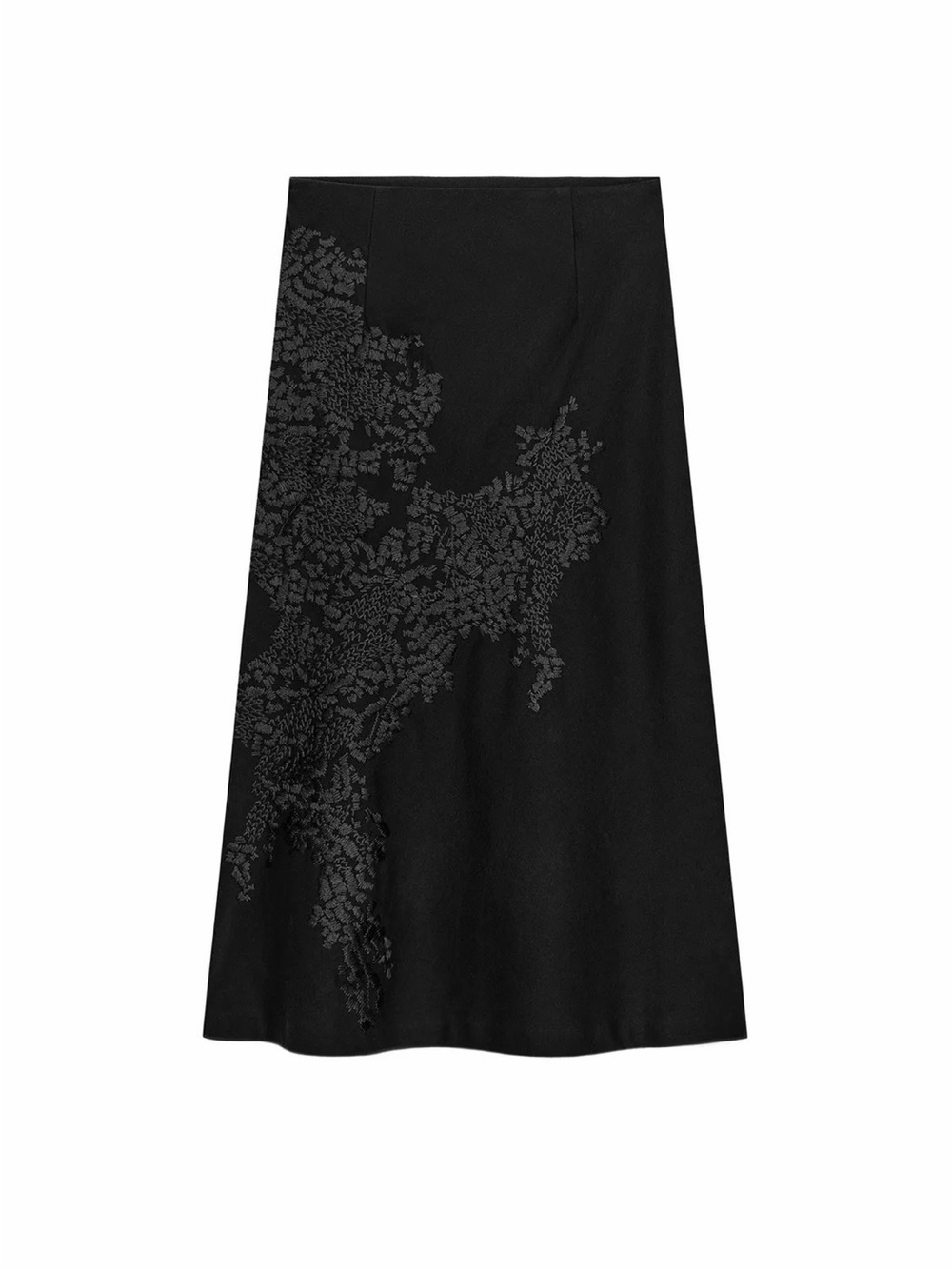 NWT Zara Black A-Line Skirt with Subtle Floral Texture